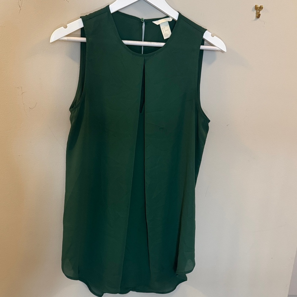 H&M Dark Green Sleeveless Blouse